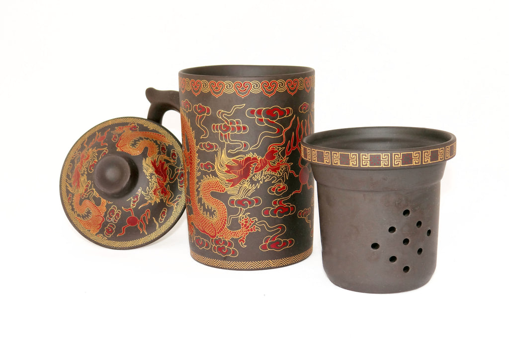 Gold and Red Dragon Yixing mug